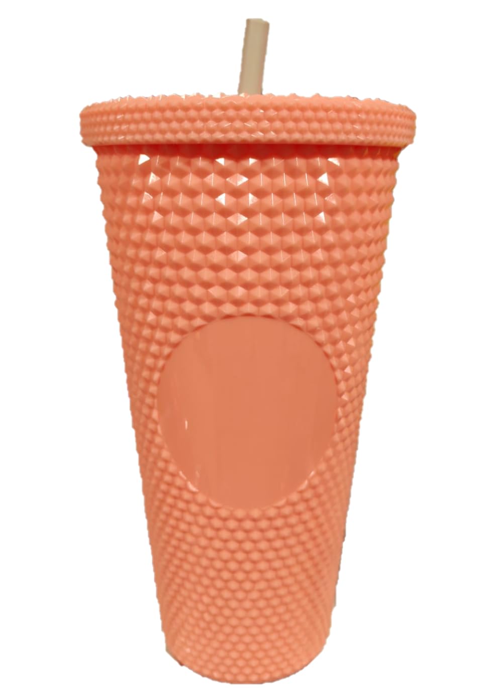 Tumbler with Lid and Straw, Leak Proof Reusable Cup for Water, Iced Tea and Drinks, Travel Mug for Girls Women Kids Adults, Drinking Glass - Peach