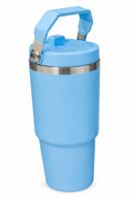 Insulated Stainless Steel Tumbler with Handle & Lid - Blue