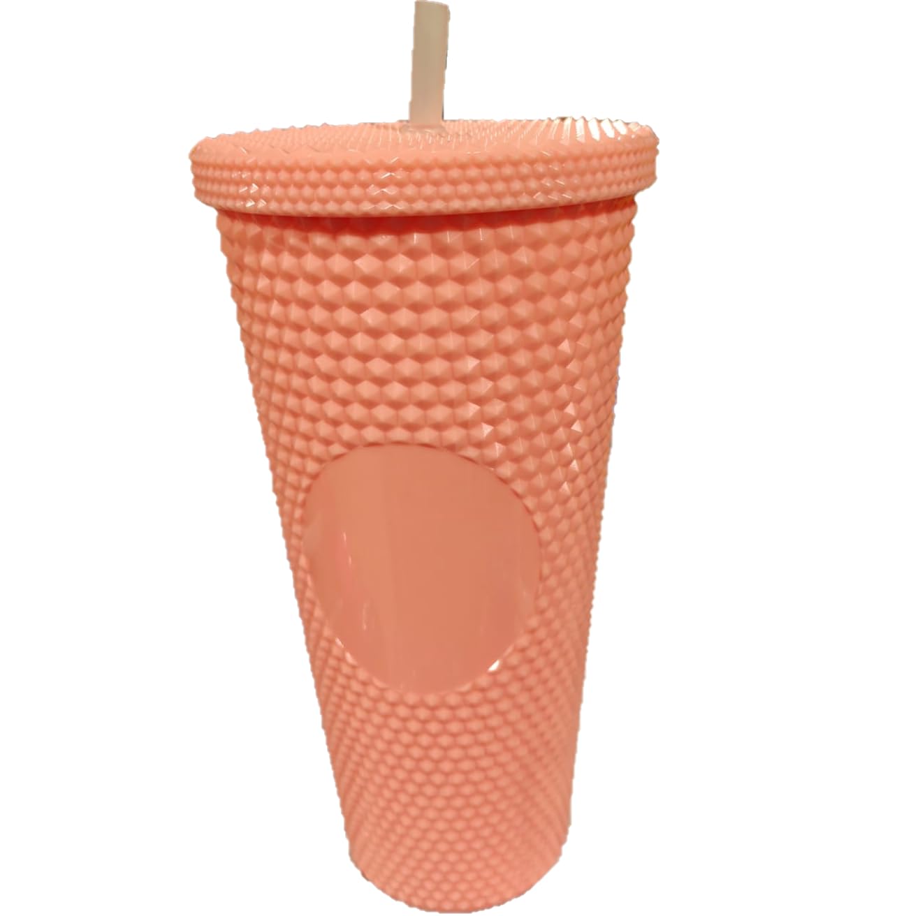 Tumbler with Lid and Straw, Leak Proof Reusable Cup for Water, Iced Tea and Drinks, Travel Mug for Girls Women Kids Adults, Drinking Glass - Peach