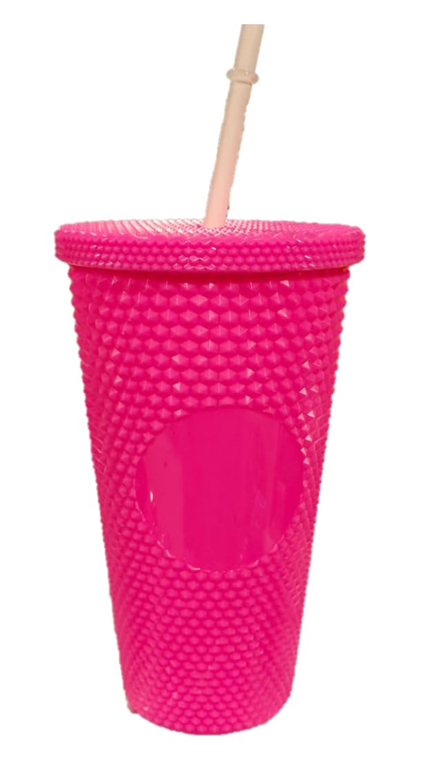 Tumbler with Lid and Straw, Leak Proof Reusable Cup for Water, Iced Tea and Drinks, Travel Mug for Girls Women Kids Adults, Drinking Glass - Pink