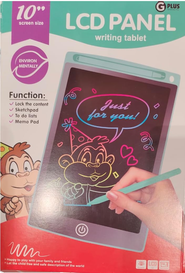 Colorful Writing Tablet LCD 10 inch screen for Kids, Drawing Board, Electronic Digital Notepad with Stylus Pen, Lock and Erase Functions, Home School and Nursery Supplies
