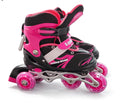 Kids Adjustable Inline Skates – LED Light-Up Wheels, Pink Roller Skates for Girls, Comfortable & Safe Design, Size Adjustable, Outdoor Sports Skating Shoes (M)