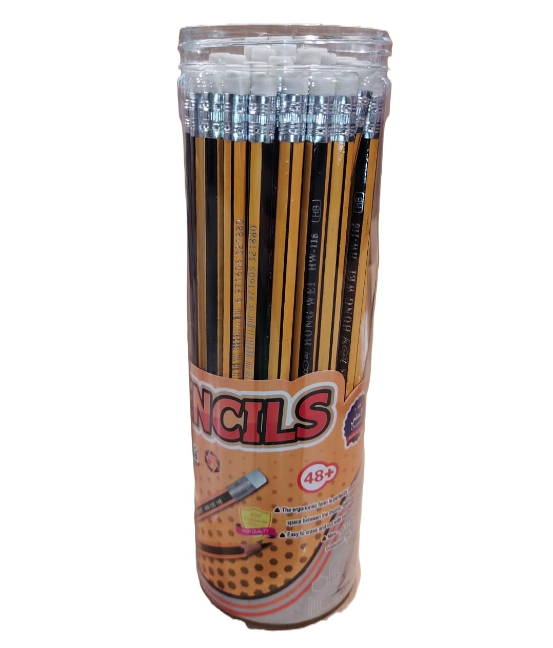 HB #2 Pencils Bulk Pack – 48+ Pre-Sharpened Graphite Pencils with Erasers | Break-Resistant, Smooth Writing | Ideal for School, Office, and Home Use