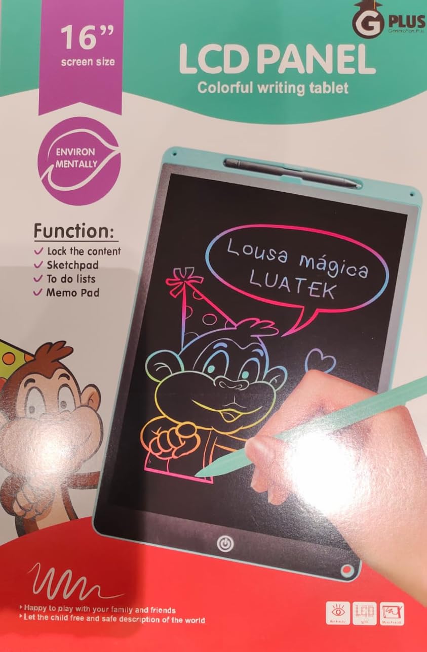 Colorful Writing Tablet LCD 16 inch screen for Kids, Drawing Board, Electronic Digital Notepad with Stylus Pen, Lock and Erase Functions, Home School and Nursery Supplies