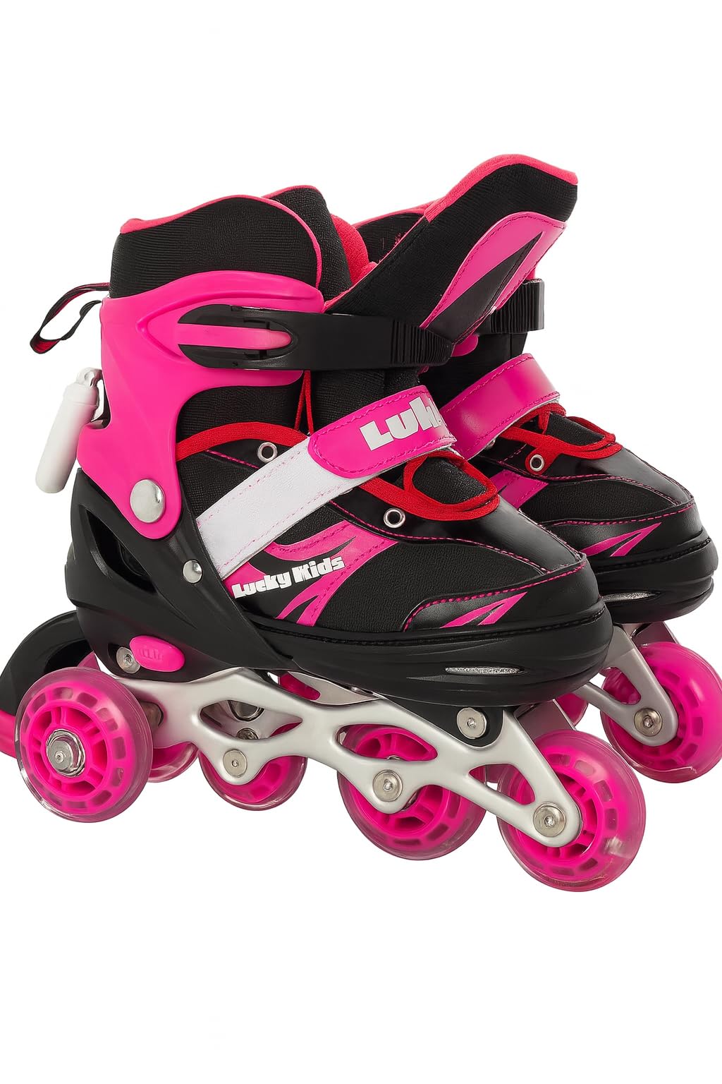 Kids Adjustable Inline Skates – LED Light-Up Wheels, Pink Roller Skates for Girls, Comfortable & Safe Design, Size Adjustable, Outdoor Sports Skating Shoes (M)