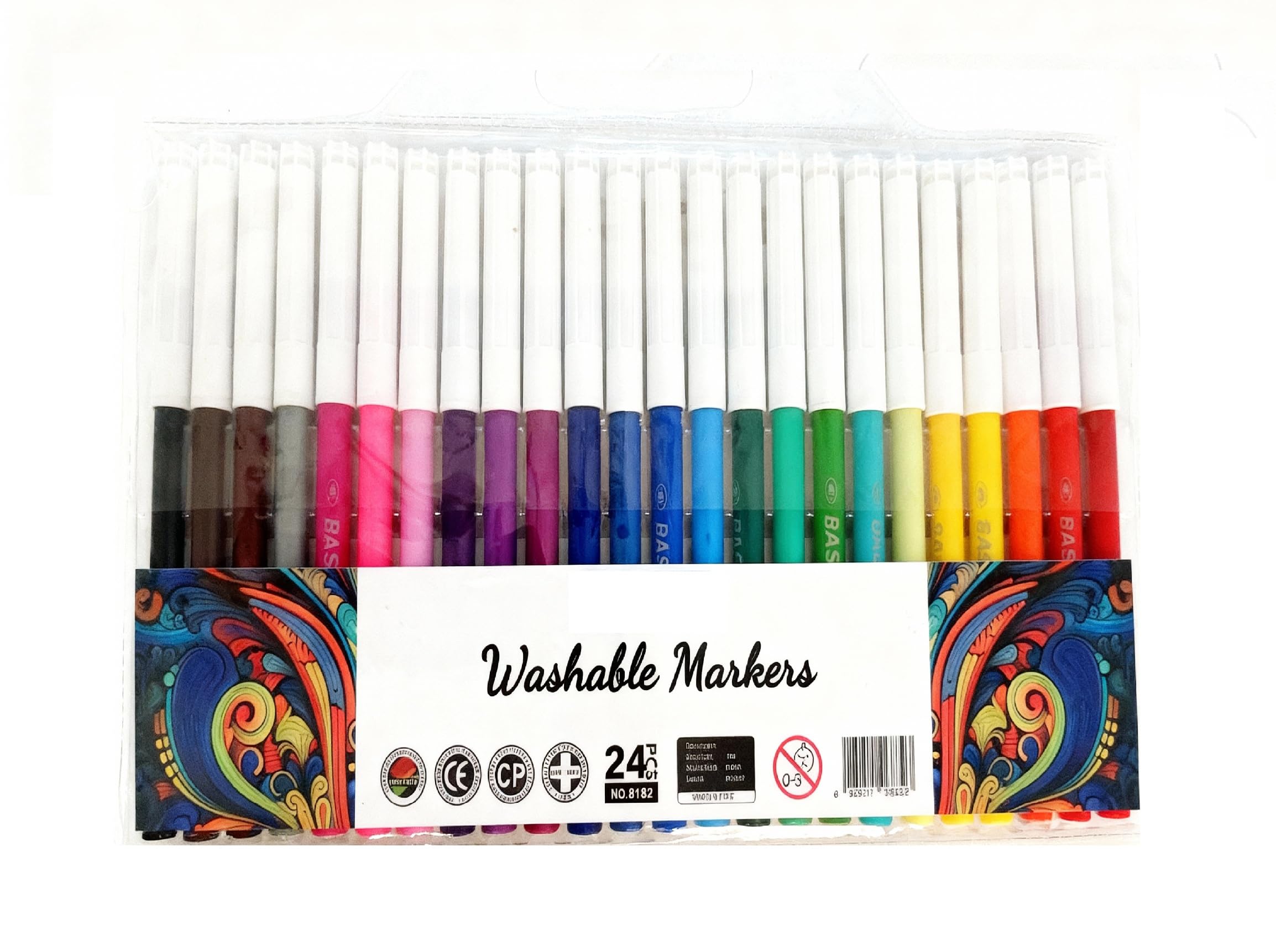 Washable Markers for Kids – 24 Vibrant Colors, Non-Toxic, Easy to Clean, Fine Tip Art Supplies for Coloring, Drawing & School Projects, Fun Activities