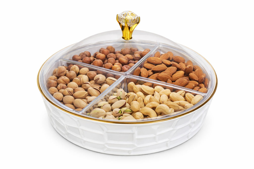 Premium Dry Fruit & Snack Serving Tray with Lid Handle