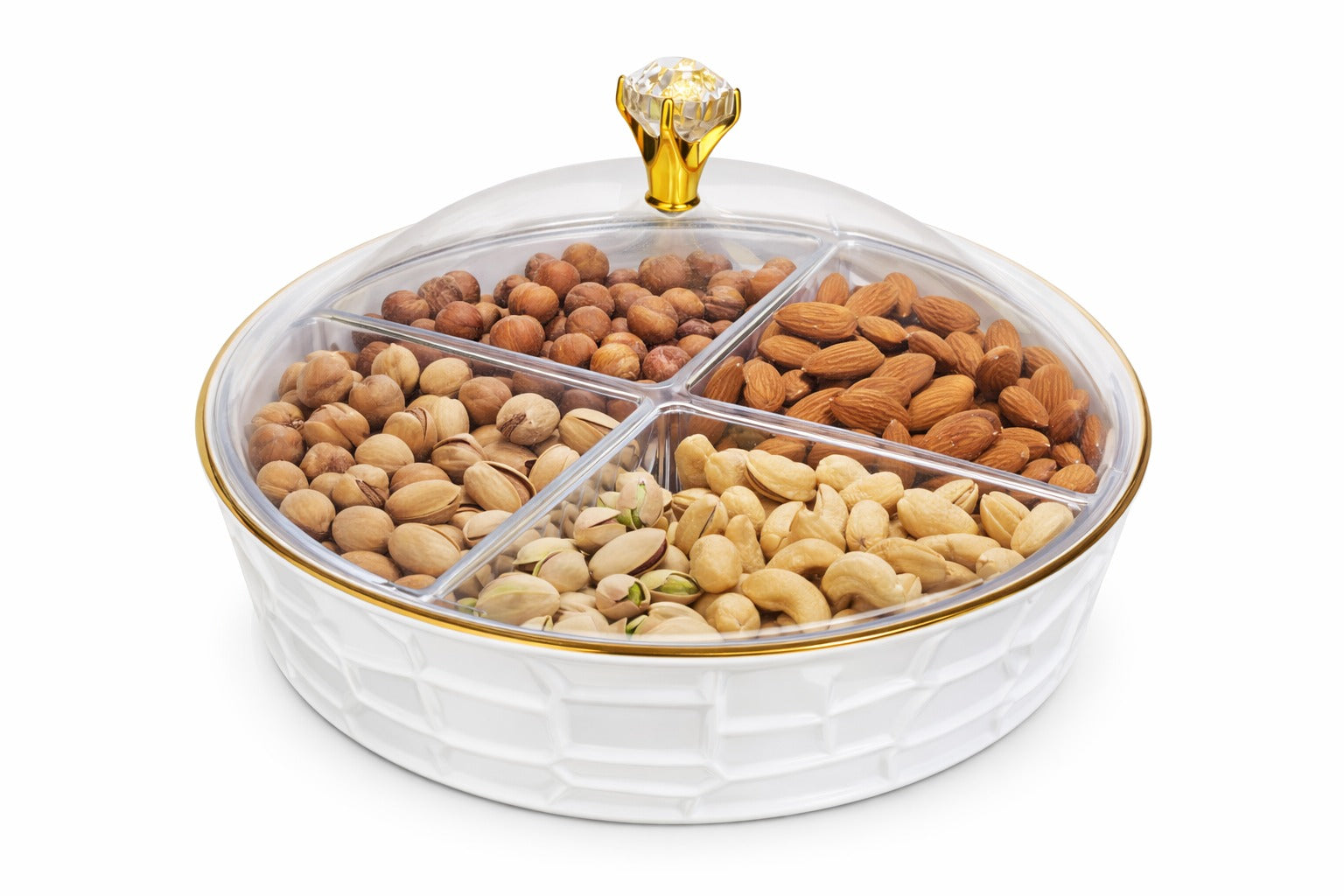 Premium Dry Fruit & Snack Serving Tray with Lid Handle