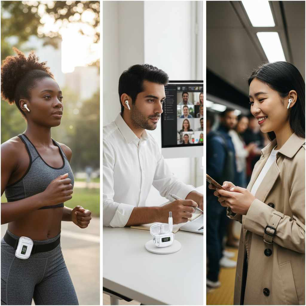 Wireless Earbuds with LED Display, White, Bluetooth Earphones with Charging Case