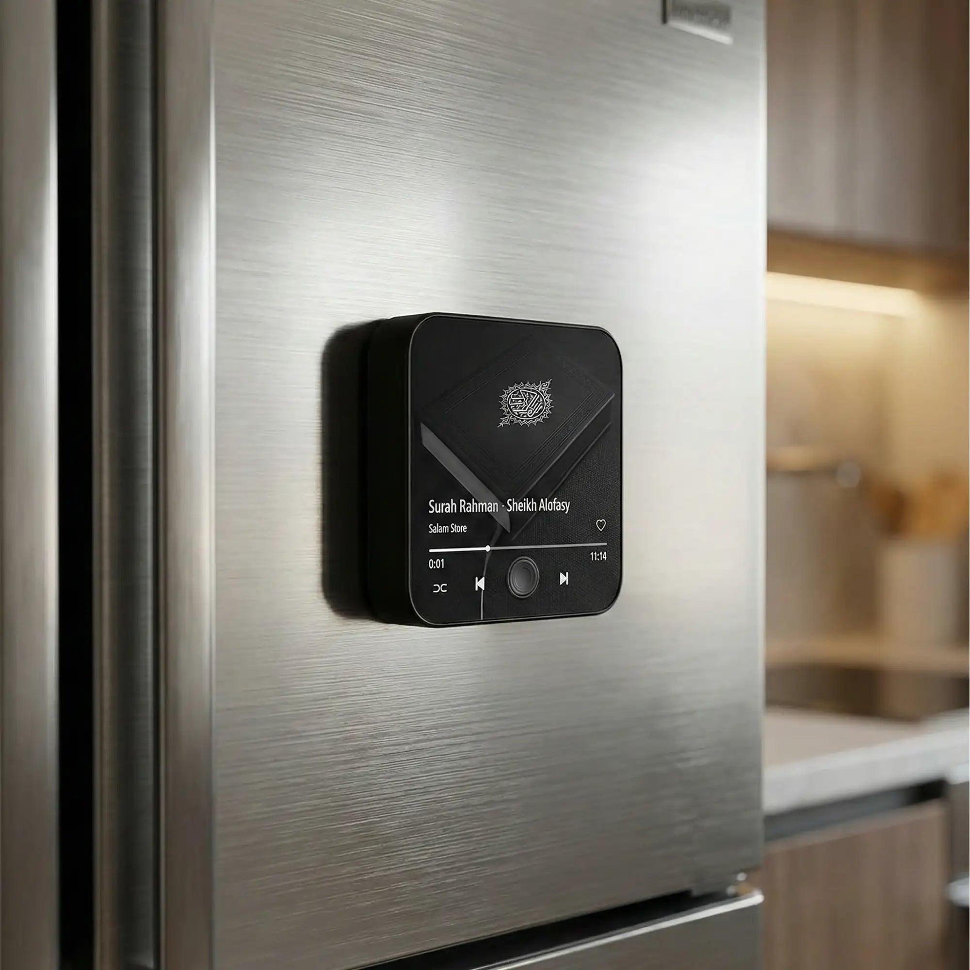 Smart Quran Speaker with Digital Display – Magnetic Islamic Audio Player – Surah Playback Device