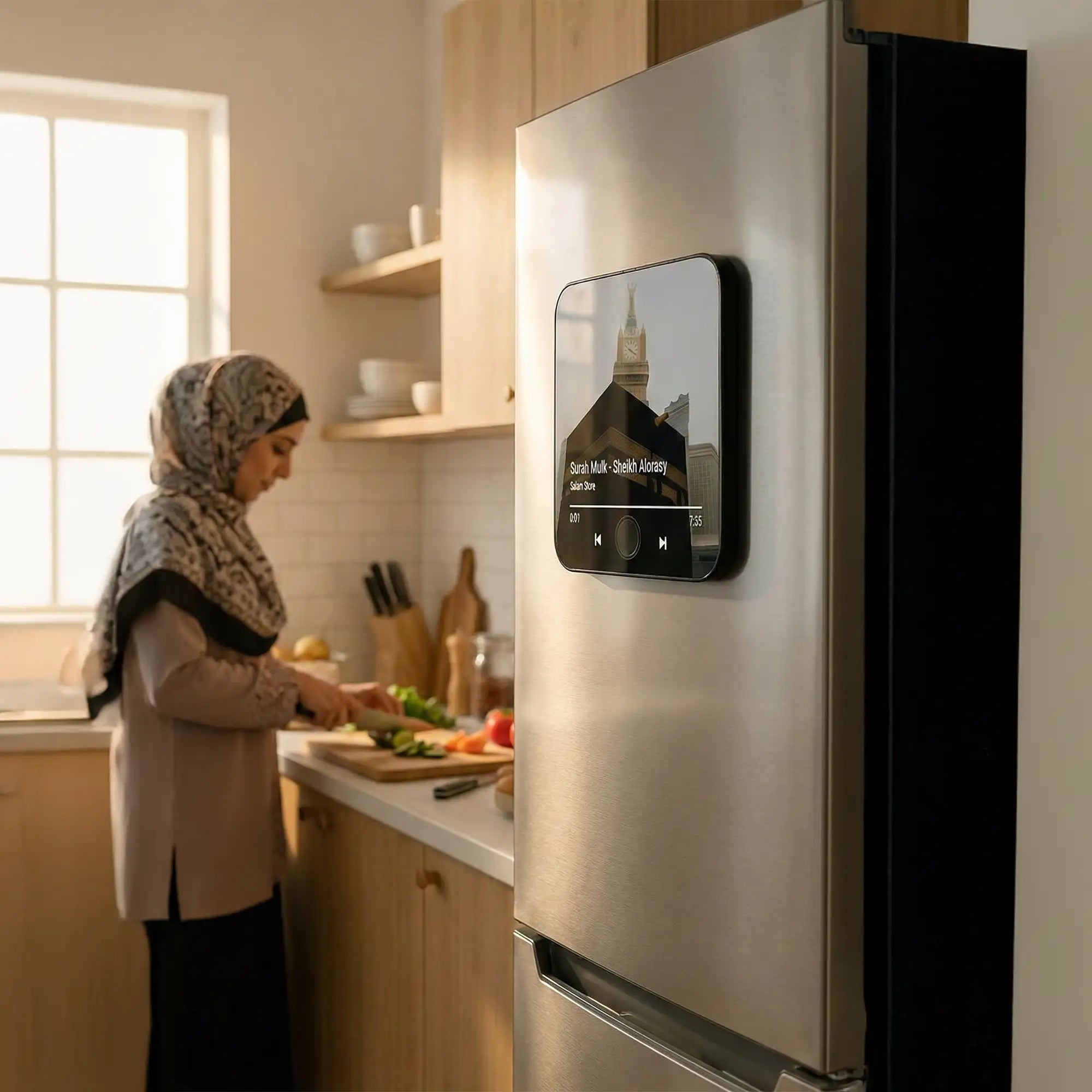 Smart Quran Speaker with Digital Display – Magnetic Islamic Audio Player – Surah Playback Device