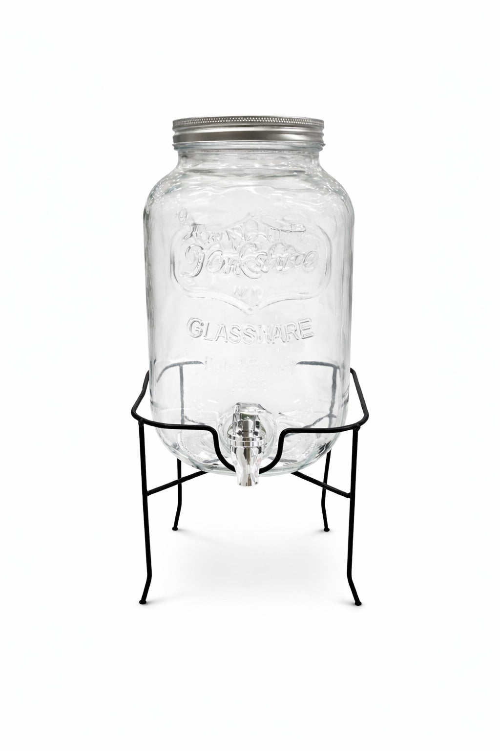 Beverage Dispenser 4L with Tap and Stand - Elegant Glass Drink Jar, 1pc