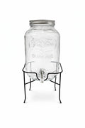 Beverage Dispenser 4L with Tap and Stand - Elegant Glass Drink Jar, 1pc