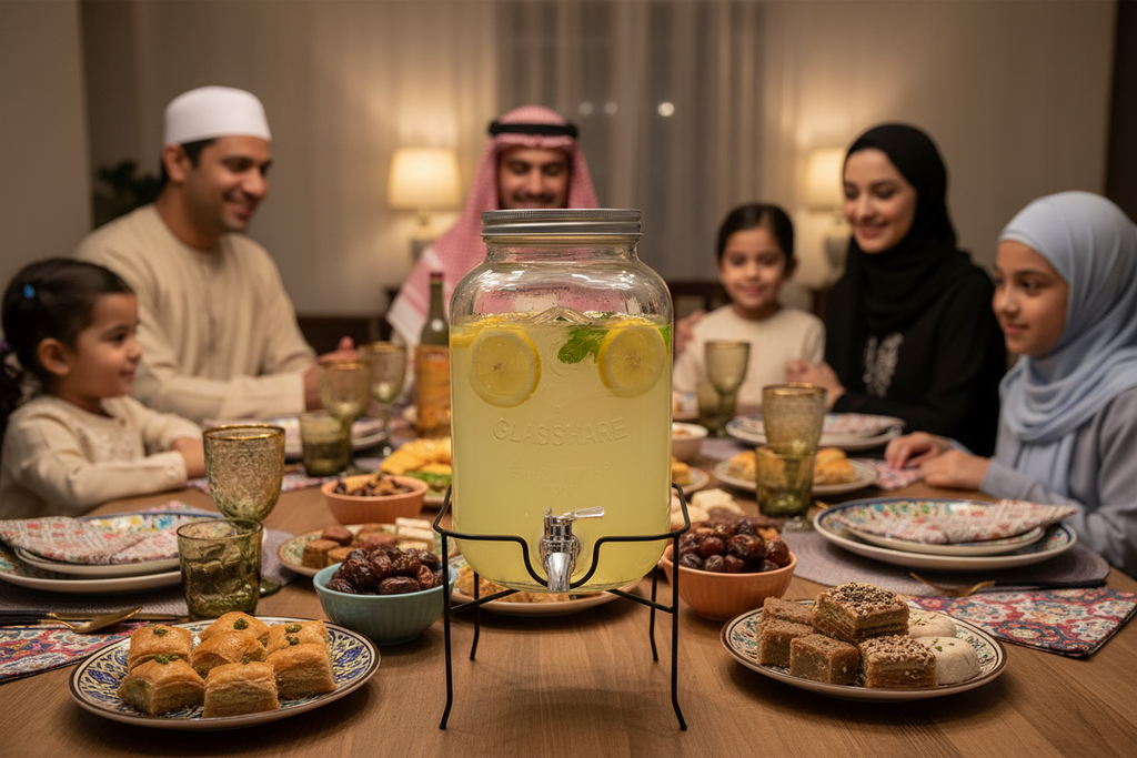 Beverage Dispenser 4L with Tap and Stand - Elegant Glass Drink Jar, 1pc