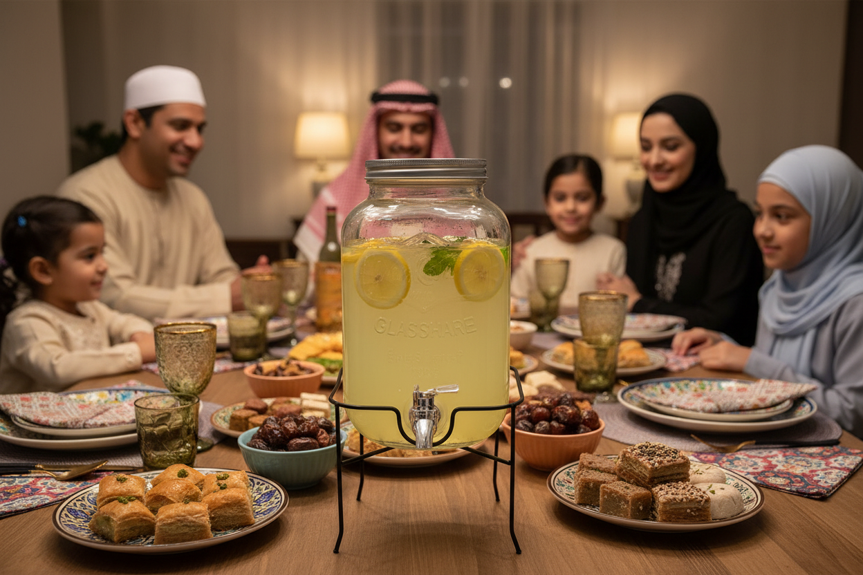 Beverage Dispenser 4L with Tap and Stand - Elegant Glass Drink Jar, 1pc