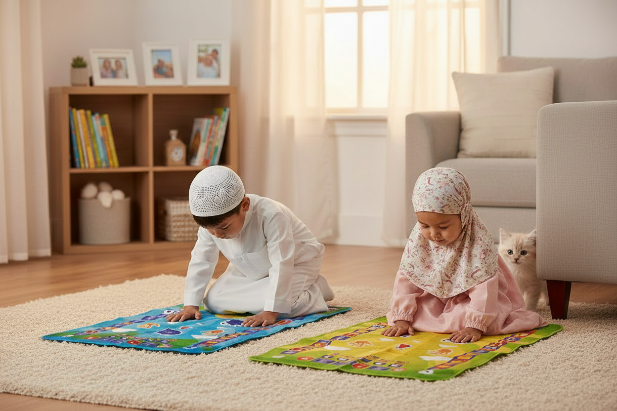 Educational Prayer Mat for Kids – Interactive Salah Learning Mat with 36 Touch Keys, 7 Languages & Audio Guidance