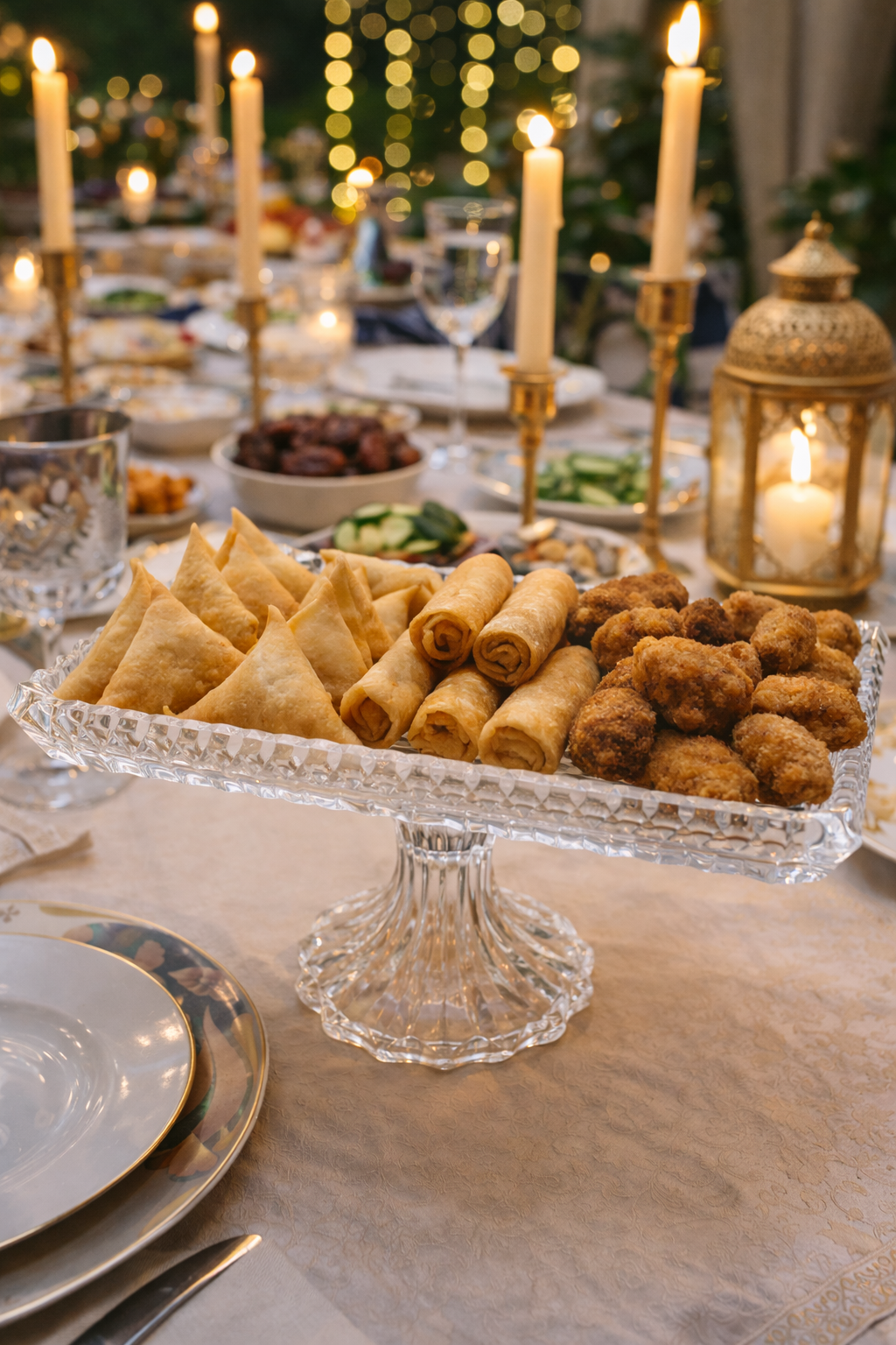 Elegant Crystal Glass Pedestal Serving Tray