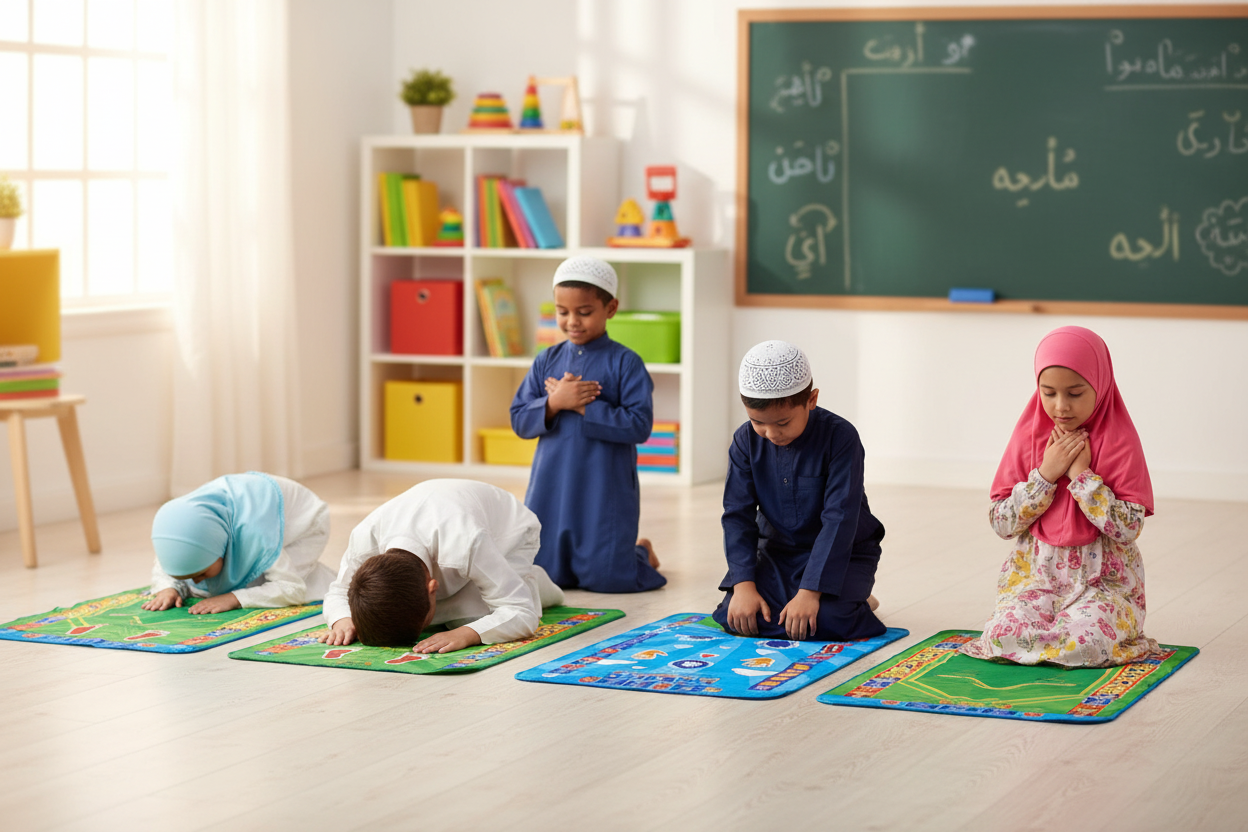 Educational Prayer Mat for Kids – Interactive Salah Learning Mat with 36 Touch Keys, 7 Languages & Audio Guidance