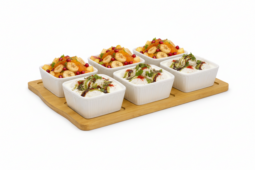 7-Piece Ceramic Square Bowl Set – White Ramekins for Dips, Sauces, Snacks & Sweet dish