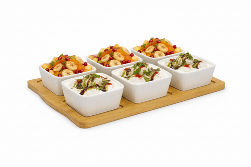 7-Piece Ceramic Square Bowl Set – White Ramekins for Dips, Sauces, Snacks & Sweet dish