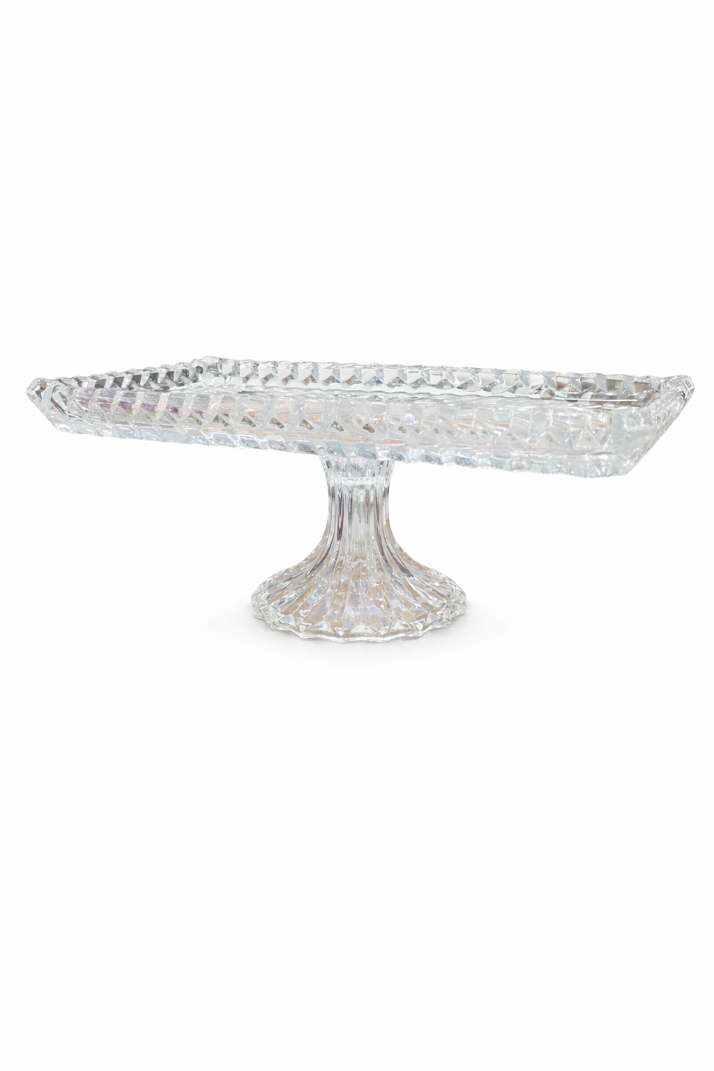 Elegant Crystal Glass Pedestal Serving Tray