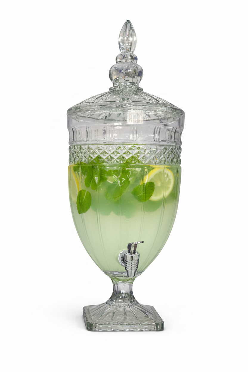 Elegant Crystal Glass Beverage Dispenser 5.5L